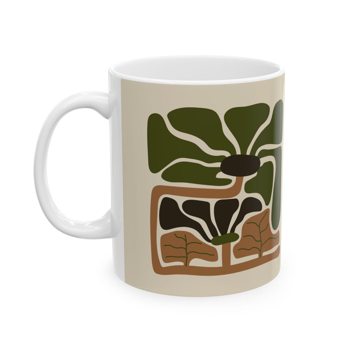 Rooted Canopy Botanical Mug - Earthy Olive & Neutral Art Mug