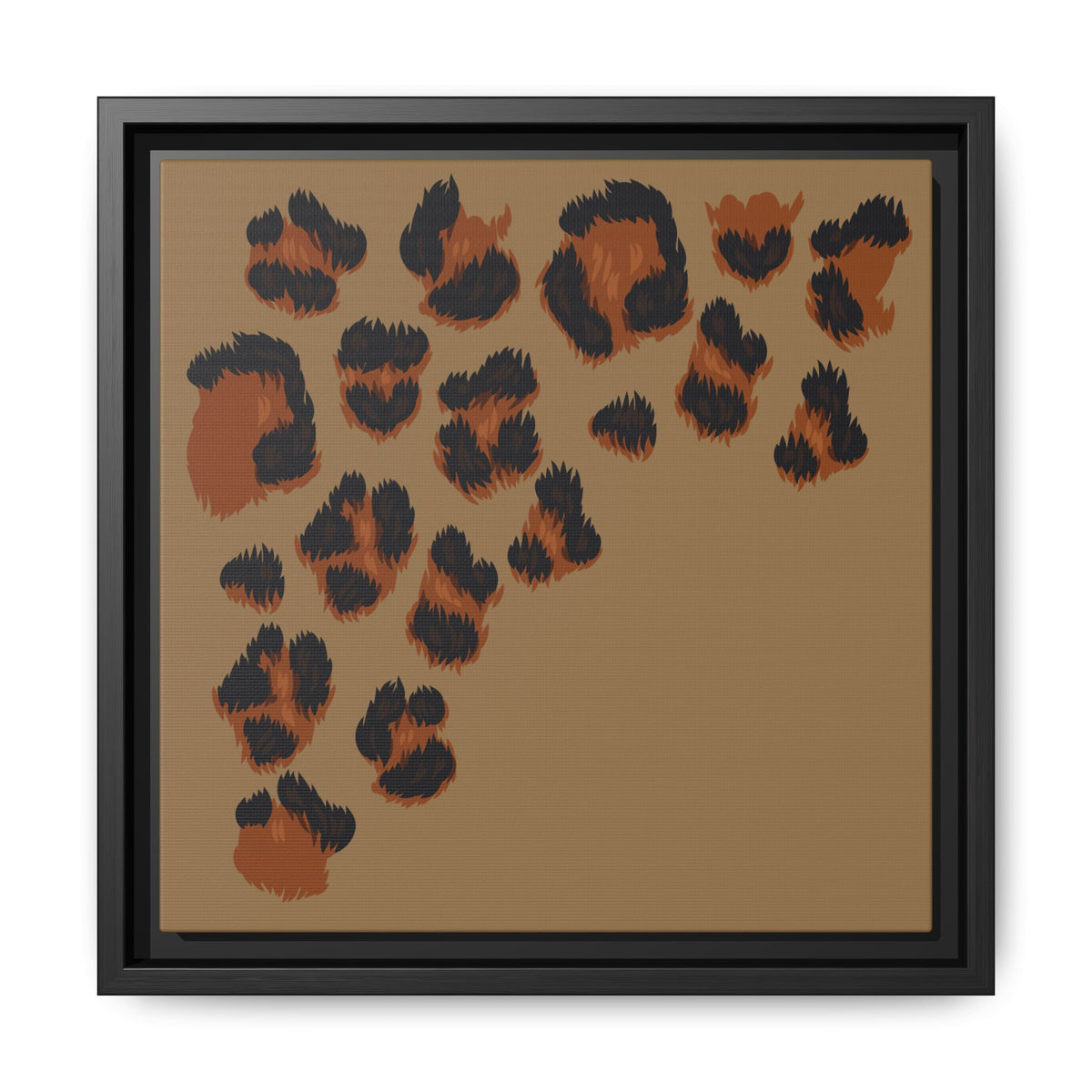 Leopard Print Framed Canvas Art — Rustic Brown Animal Spot Wall Decor