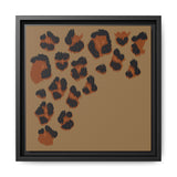 Leopard Print Framed Canvas Art — Rustic Brown Animal Spot Wall Decor