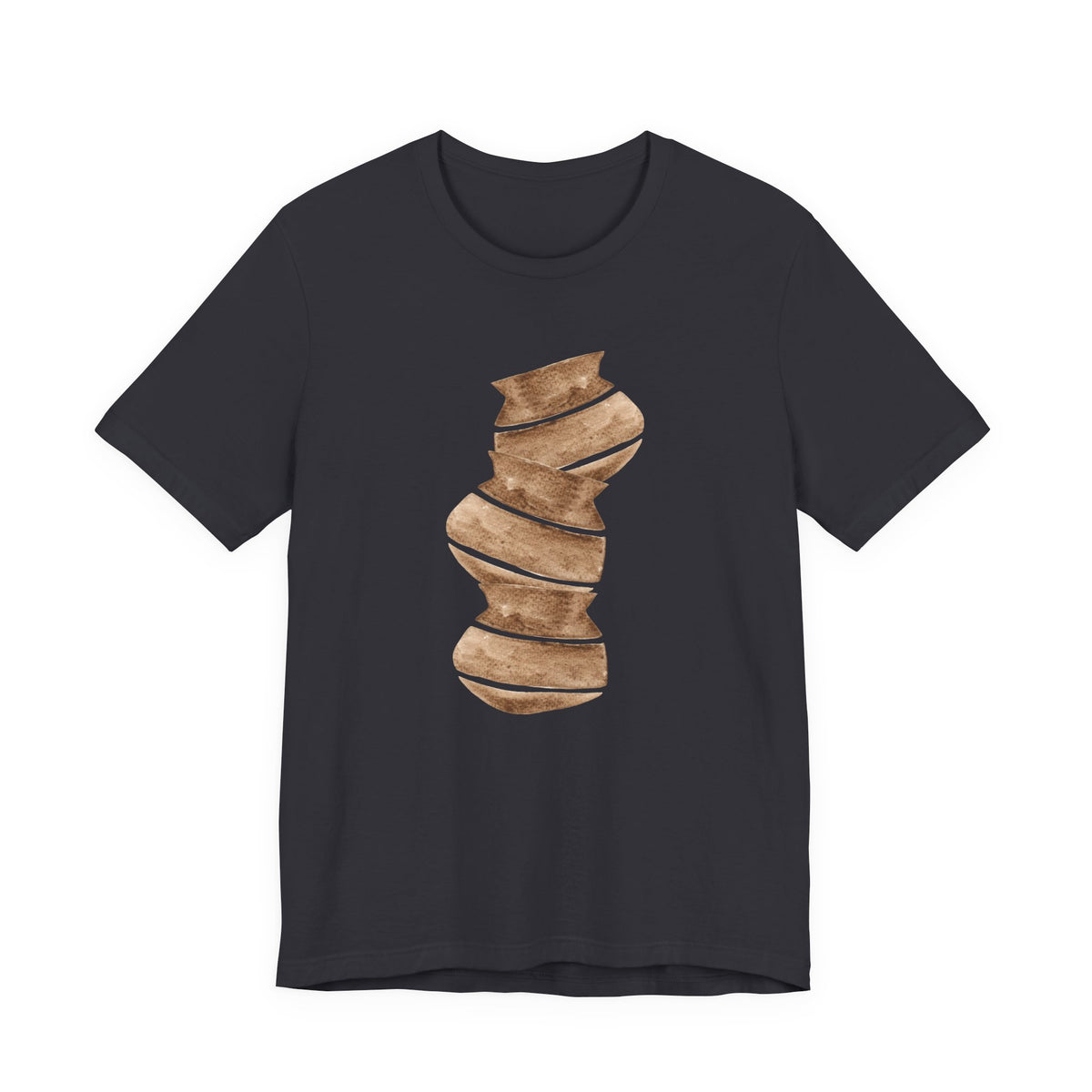 Abstract Ceramic Vase Art Tee — Minimalist Brown Pottery Graphic T-Shirt