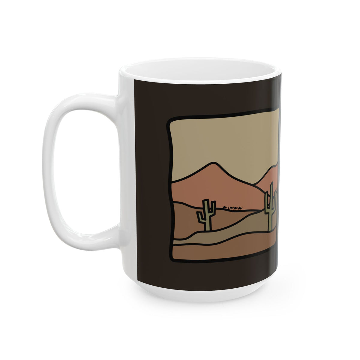 Desert Sunset Ceramic Mug — Southwestern Cactus Coffee Cup (11oz/15oz)