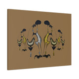 Abstract Golden & Silver Bird Canvas Art — Matte Stretched Wall Decor