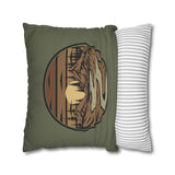 Mountain River Sunset Pillowcase — Retro Nature Decorative Throw Pillow
