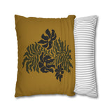 Golden Fern Botanical Pillow Cover - Ochre & Olive Nature-Inspired Cushion