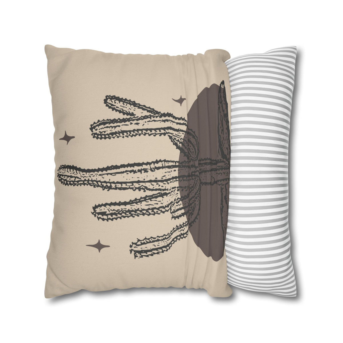 Desert Stillness Cactus Pillowcase – Neutral Earth-Tone Decorative Cushion Cover