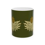 Golden Fern Botanical Mug - Olive Green Nature-Inspired Coffee Cup