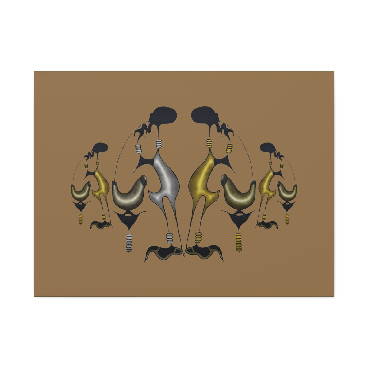 Abstract Golden & Silver Bird Canvas Art — Matte Stretched Wall Decor