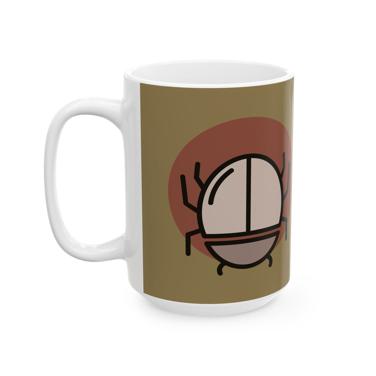 Scarab Beetle Ceramic Mug — Retro Bug Illustration Coffee Cup (11oz, 15oz)