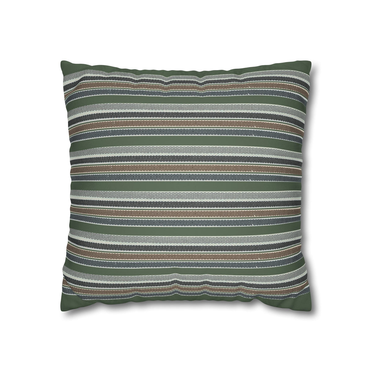 Striped Faux Suede Pillowcase – Green & Earth Tone Decorative Throw Pillow Cover