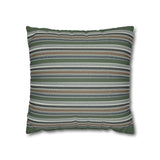 Striped Faux Suede Pillowcase – Green & Earth Tone Decorative Throw Pillow Cover