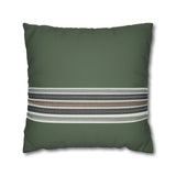 Green Striped Accent Pillowcase - Faux Suede Square Throw Pillow Cover