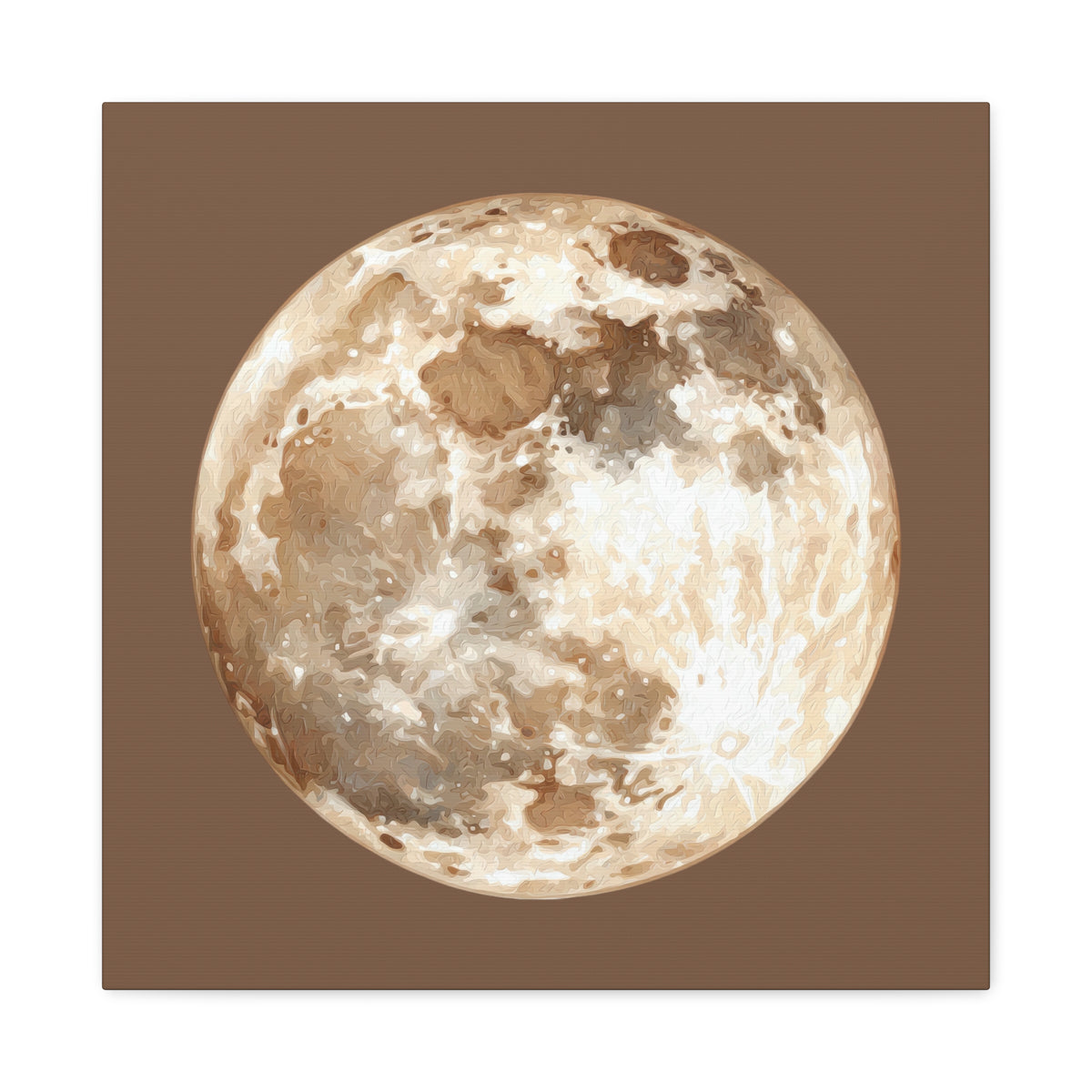 Moon Wall Art Canvas — Neutral Full Moon Matte Stretched Canvas