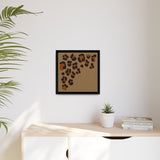 Leopard Print Framed Canvas Art — Rustic Brown Animal Spot Wall Decor