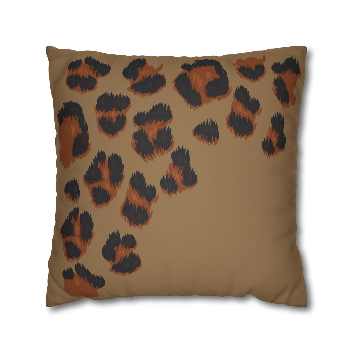Leopard Print Faux Suede Pillowcase — Brown Animal Print Square Cushion Cover