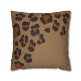 Leopard Print Faux Suede Pillowcase — Brown Animal Print Square Cushion Cover