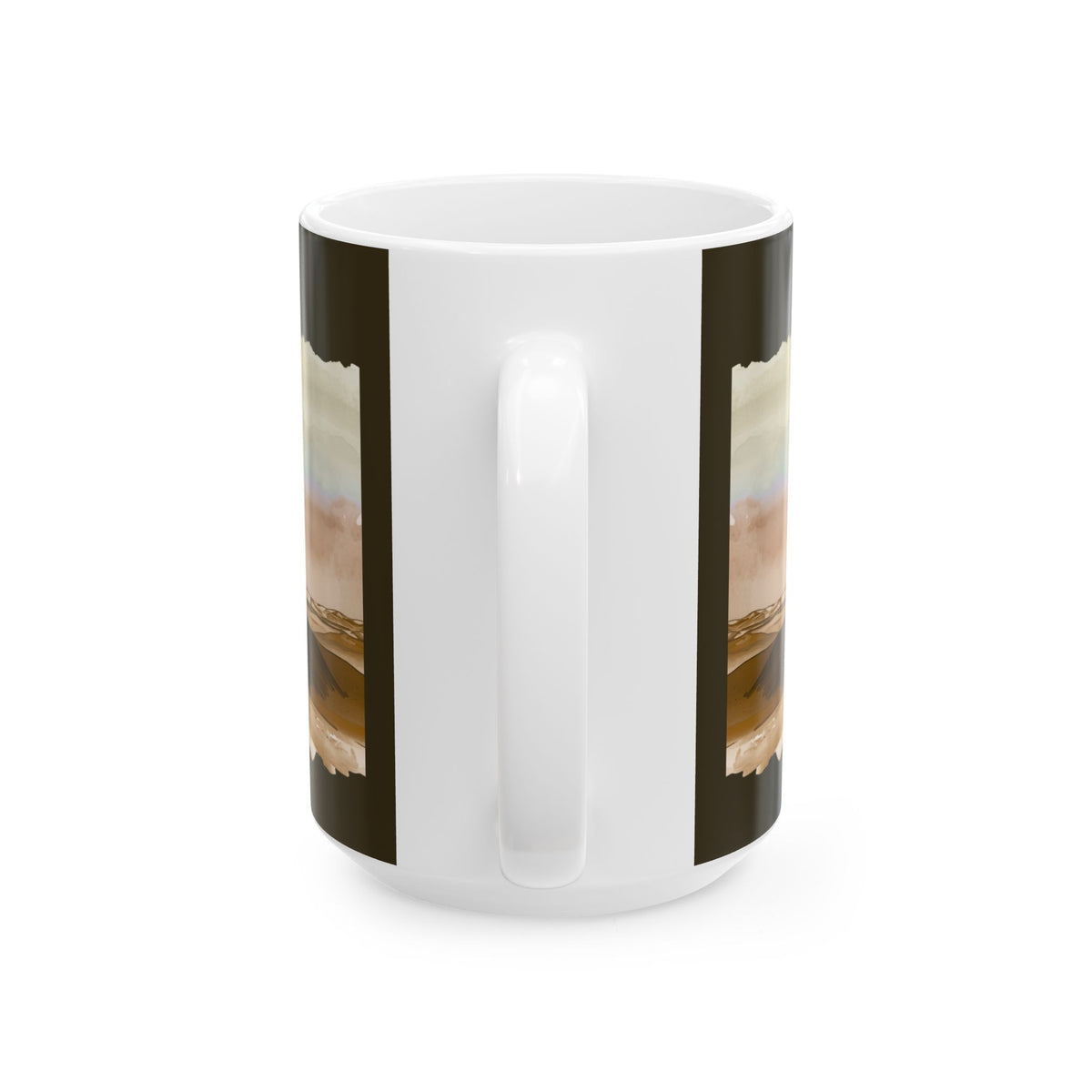 Desert Dunes Ceramic Mug — Earth Tone Abstract Horizon (11oz/15oz)