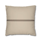 Beige Faux Suede Pillowcase with Center Stripe — Decorative Square Throw Pillow Cover