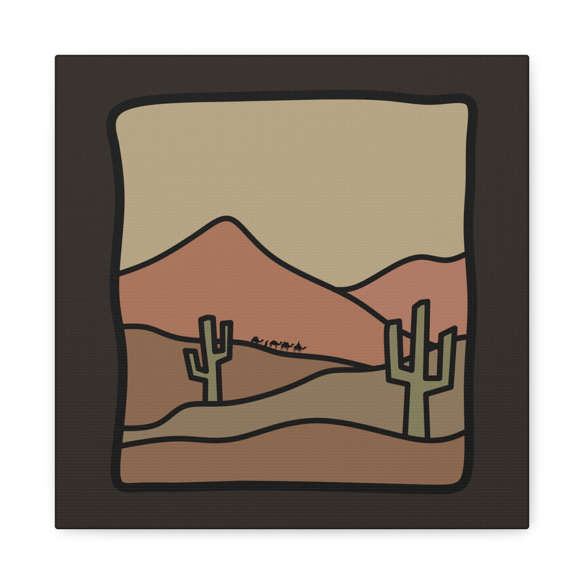 Desert Cactus Canvas Wall Art — Minimal Southwestern Landscape Matte Print