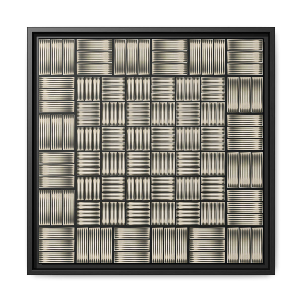 Framed Geometric Grid Matte Canvas Wall Art