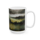 Misty Forest Lake Ceramic Mug