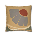 Boho Floral Faux Suede Pillowcase – Earth Tones Decorative Cushion Cover