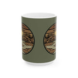 Mountain River Sunset Ceramic Mug — Rustic Mountain Landscape (11oz & 15oz)