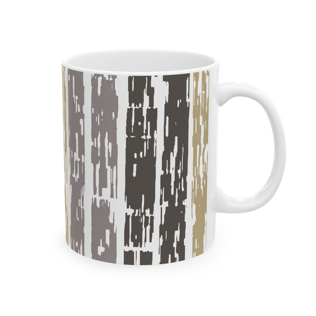 Light earth Grain Still Morning Mug — Rustic Taupe & Gray Pattern (11oz, 15oz)