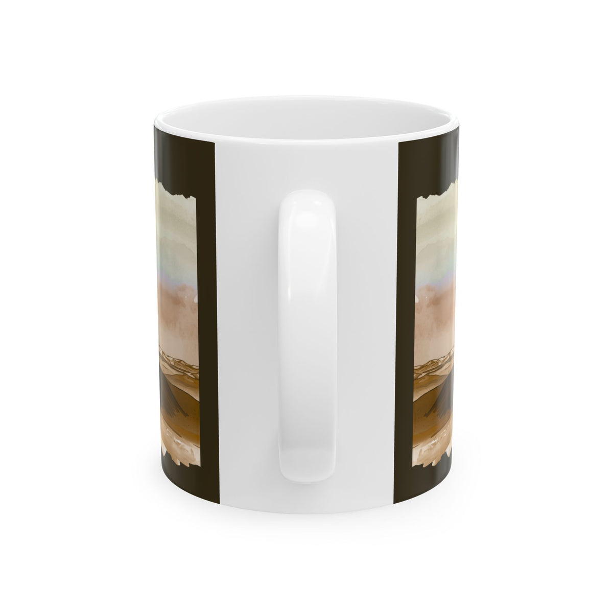Desert Dunes Ceramic Mug — Earth Tone Abstract Horizon (11oz/15oz)