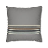 Striped Faux Suede Pillowcase — Neutral Gray Decorative Square Pillow Cover