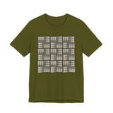 Grid Plaid Graphic Tee — Neutral Geometric Pattern T-Shirt