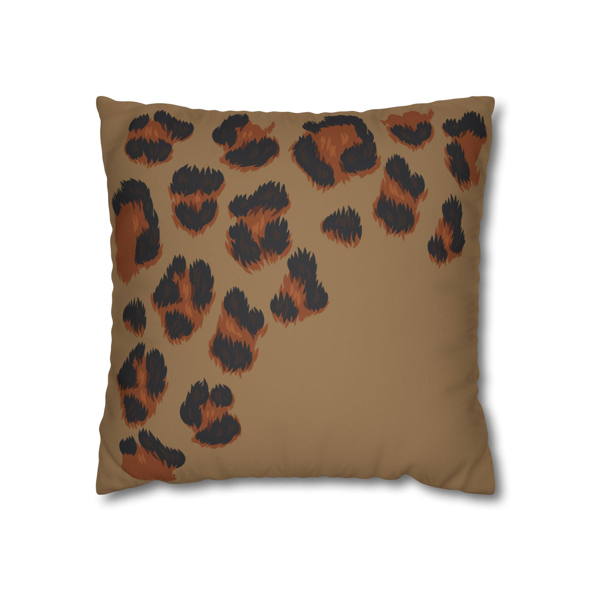Leopard Print Faux Suede Pillowcase — Brown Animal Print Square Cushion Cover