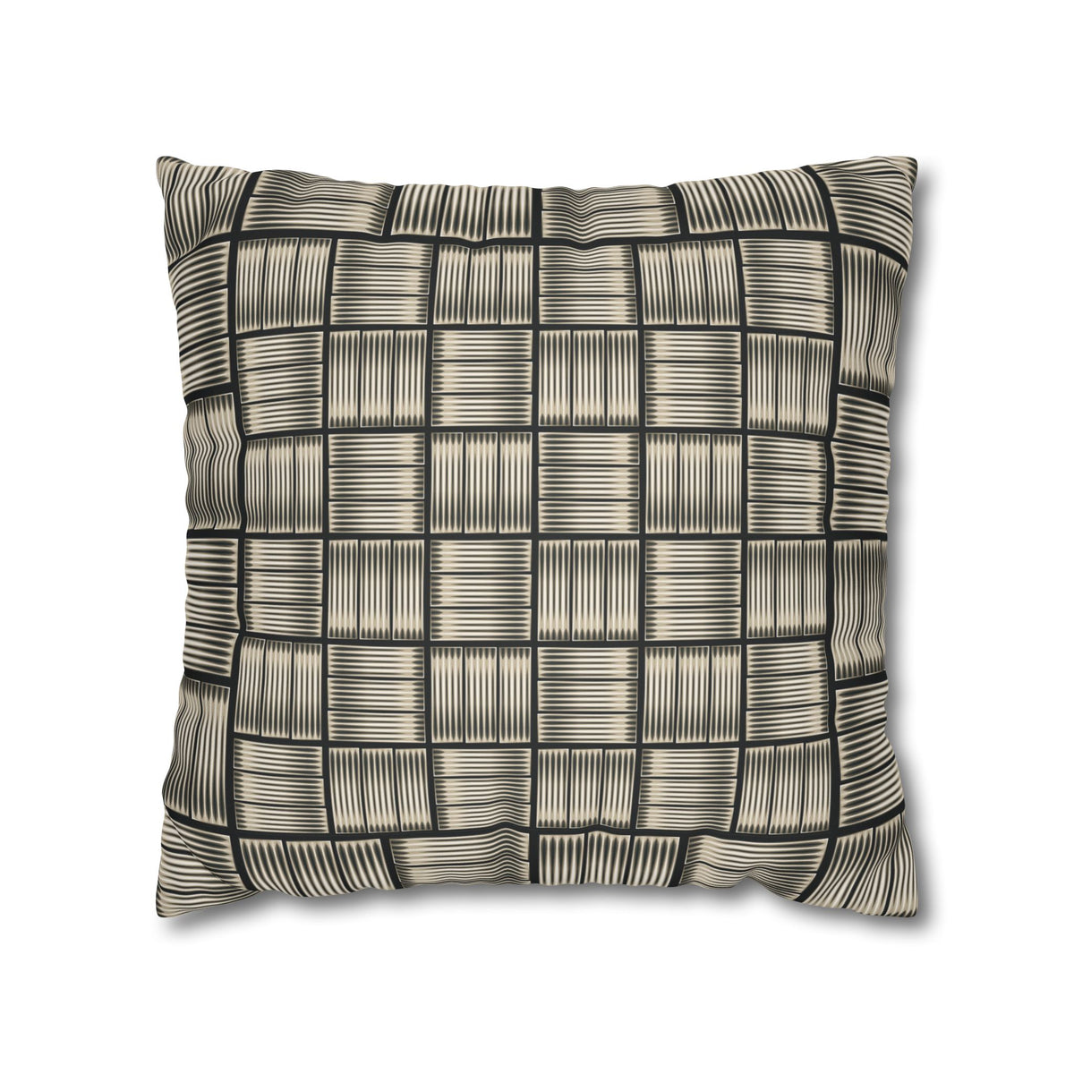 Faux Suede Pillowcase — Neutral Woven Plaid Decorative Throw Pillow