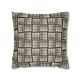 Faux Suede Pillowcase — Neutral Woven Plaid Decorative Throw Pillow