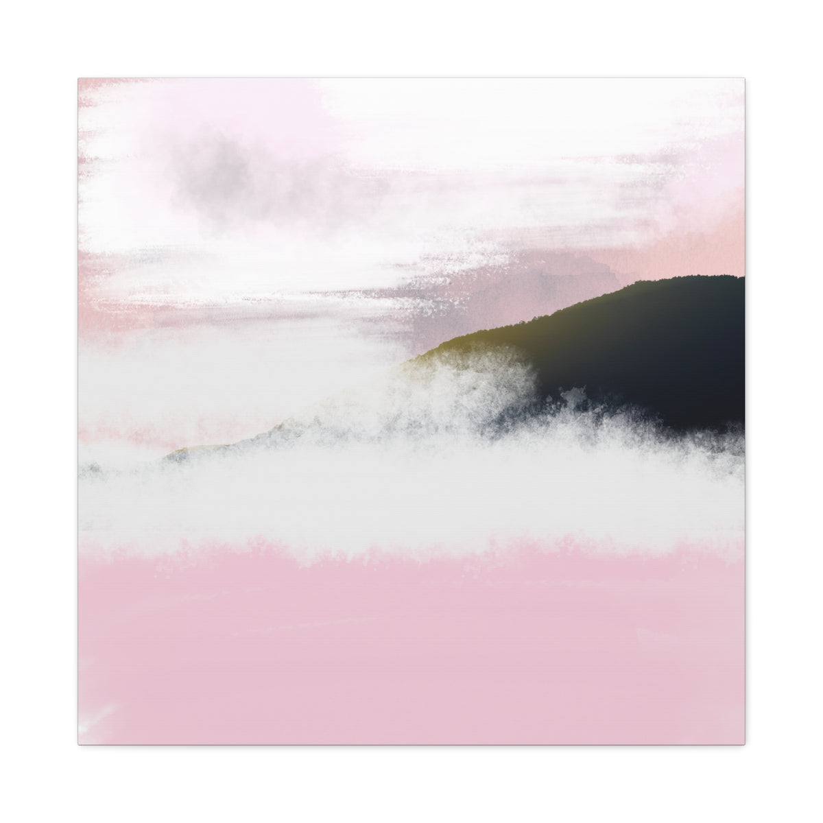 Pink Mist Mountain Matte Canvas Wall Art - Stretched 1.25"