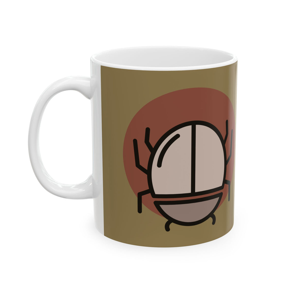 Scarab Beetle Ceramic Mug — Retro Bug Illustration Coffee Cup (11oz, 15oz)