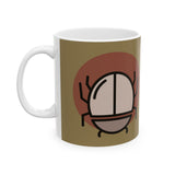 Scarab Beetle Ceramic Mug — Retro Bug Illustration Coffee Cup (11oz, 15oz)