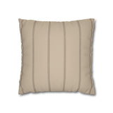 Beige Faux Suede Square Pillowcase — Neutral Striped Decorative Pillow Cover