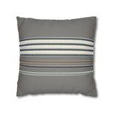 Striped Faux Suede Pillowcase — Neutral Gray Decorative Throw Pillow Cover