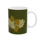 Golden Fern Botanical Mug - Olive Green Nature-Inspired Coffee Cup