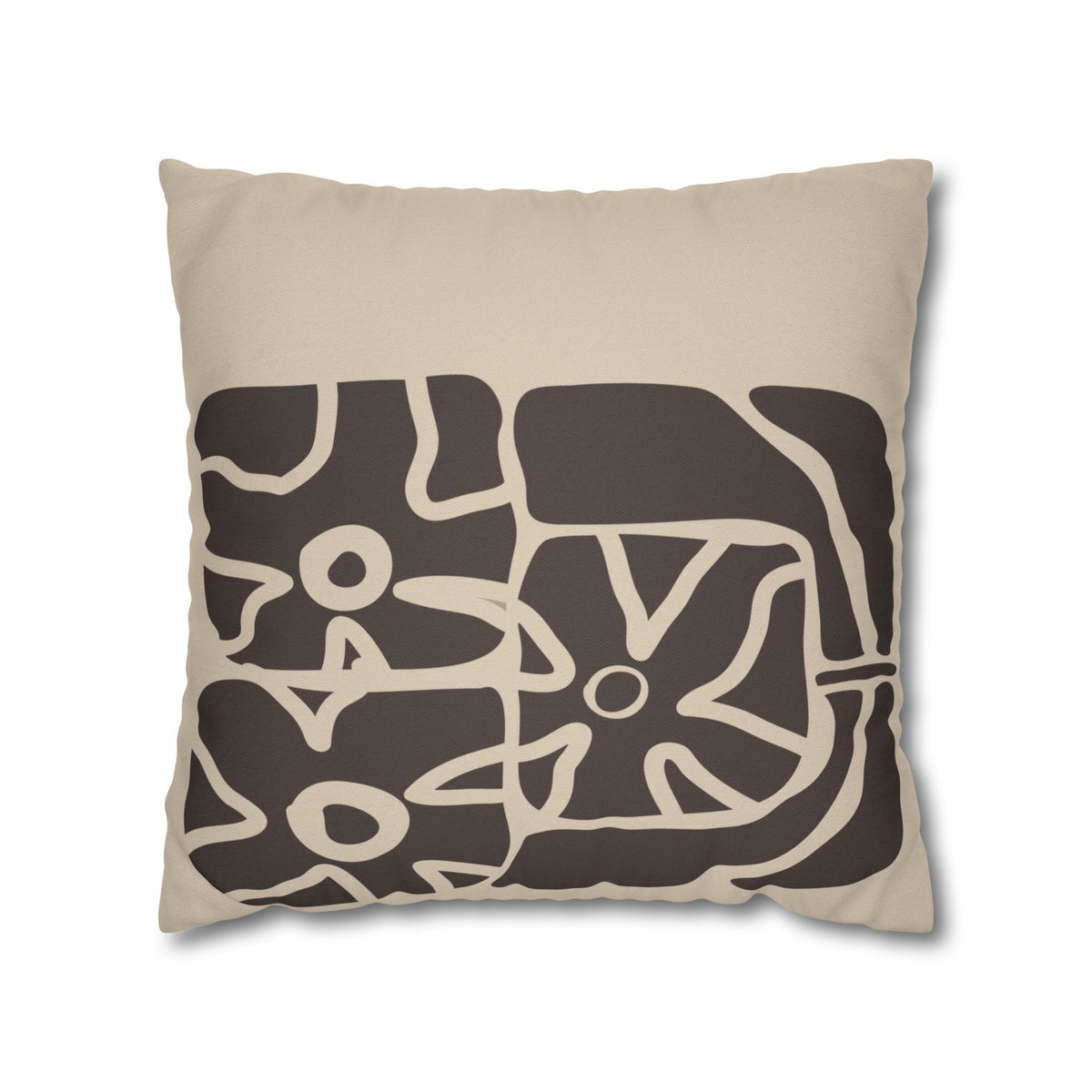 Earthen Bloom Pillow Cover - Neutral Abstract Floral Decorative Cushion Cover