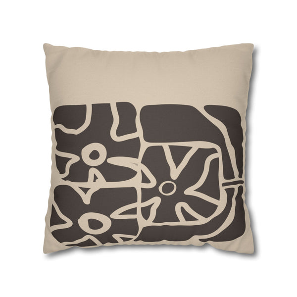 Earthen Bloom Pillow Cover - Neutral Abstract Floral Decorative Cushion Cover