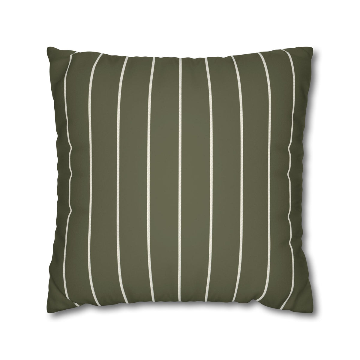 Striped Faux Suede Pillowcase — Olive Green Decorative Throw Pillow Cover
