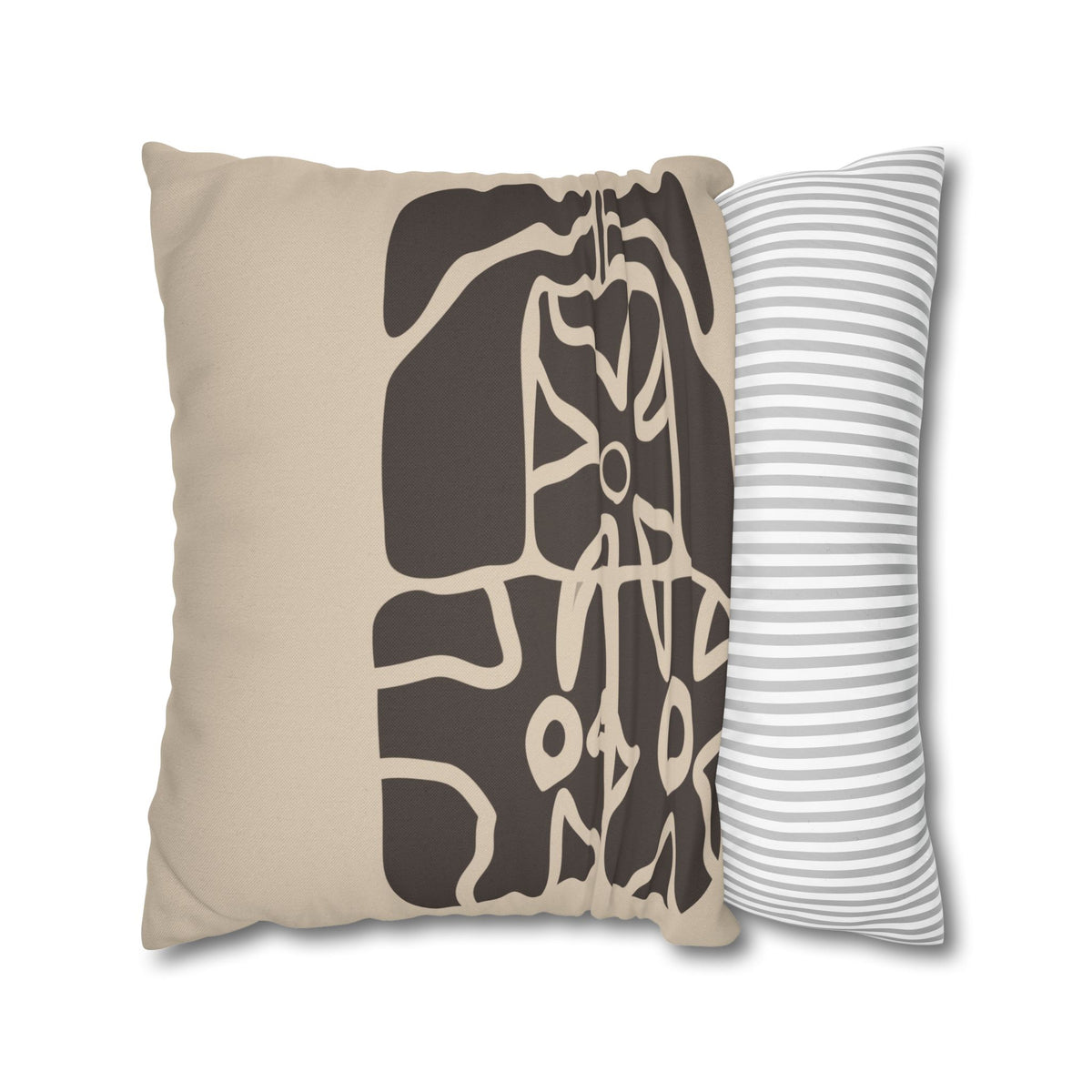 Earthen Bloom Pillow Cover - Neutral Abstract Floral Decorative Cushion Cover