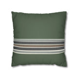 Green Striped Accent Pillowcase - Faux Suede Square Throw Pillow Cover