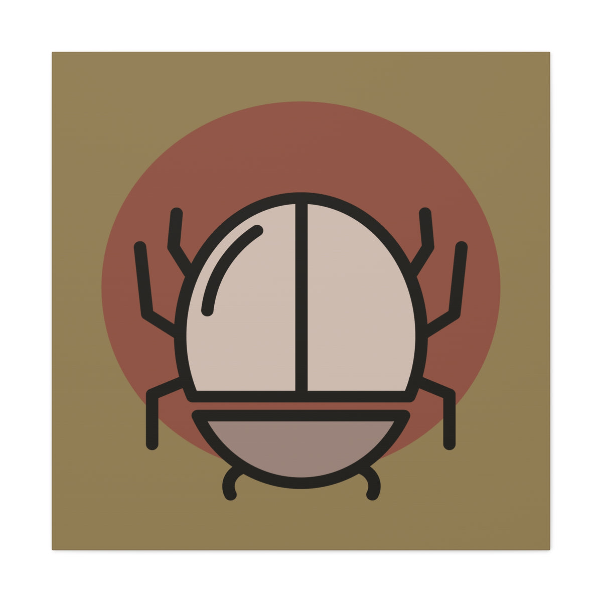 Minimalist Scarab Beetle Canvas Art – Modern Desert Tones, Stretched Matte Wall Decor