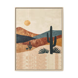 Desert Sunset Cactus Matte Canvas Print (Framed)