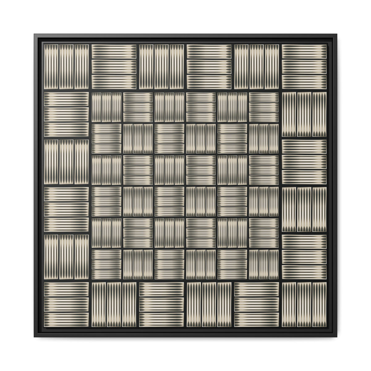 Framed Geometric Grid Matte Canvas Wall Art