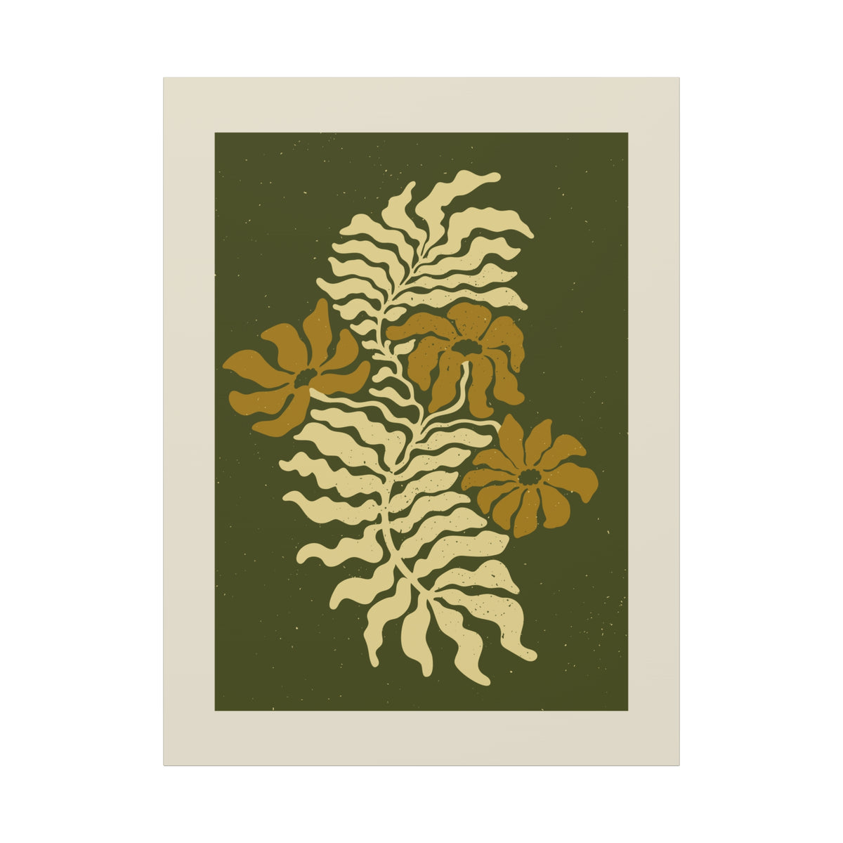Golden Fern Botanical Wall Art - Olive & Ochre Nature-Inspired Artwork
