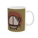Scarab Beetle Ceramic Mug — Retro Bug Illustration Coffee Cup (11oz, 15oz)