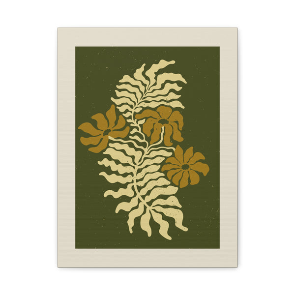 Golden Fern Botanical Wall Art - Olive & Ochre Nature-Inspired Artwork